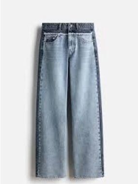 Stella McCartney H&M Light Wash Two-Tone Wide Leg Jeans